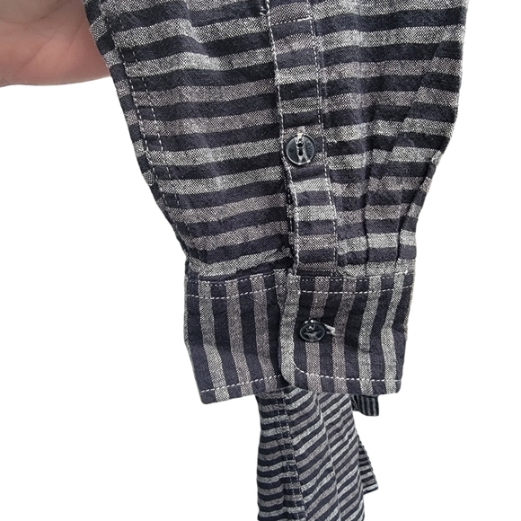 Levi’s Men’s Abbey Linen Blend Button Up Shirt Striped Black Gray Long S… - Picture 11 of 16